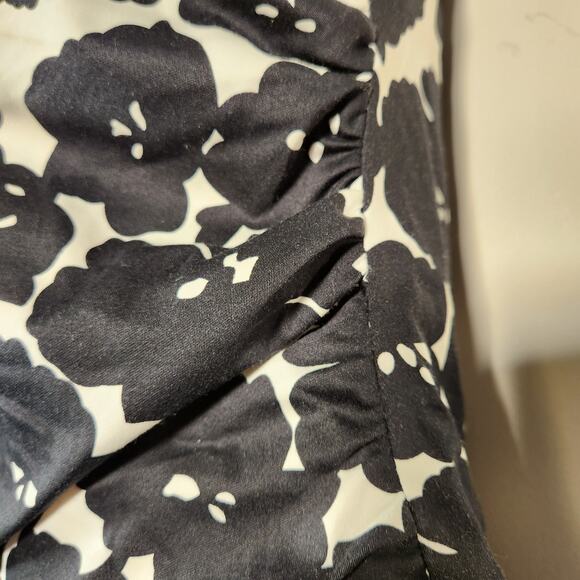 DONNA RICCO Sleeveless Knee Length Dress Womens 6 Floral Black White Cut Out - Picture 8 of 12